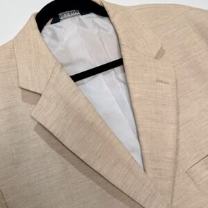 Jos. A. Bank Sport Coat 44 RG Beige Linen Wool Blend Two Button Blazer spring